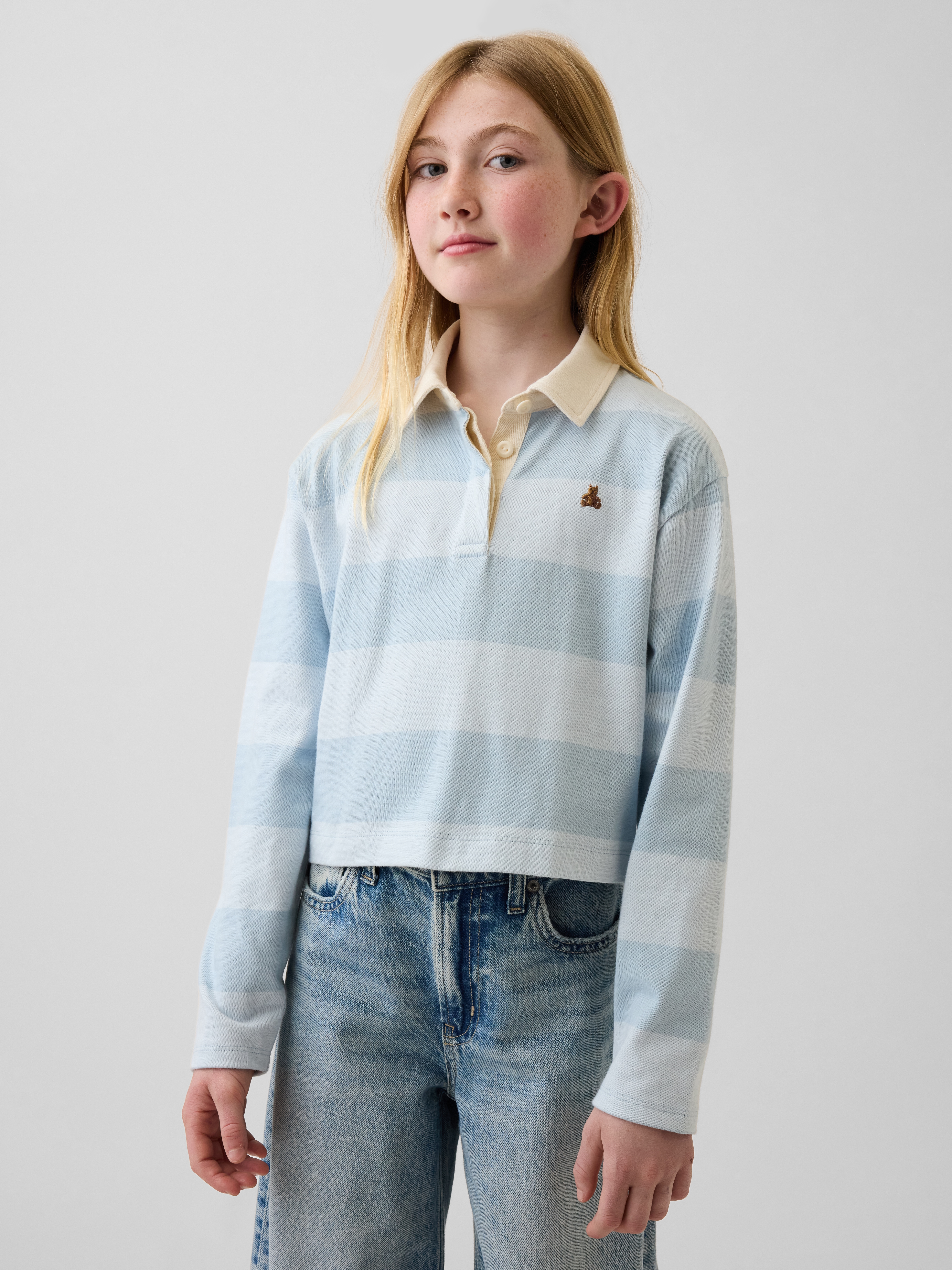 Kids Oversized Rugby Stripe Polo Shirt
