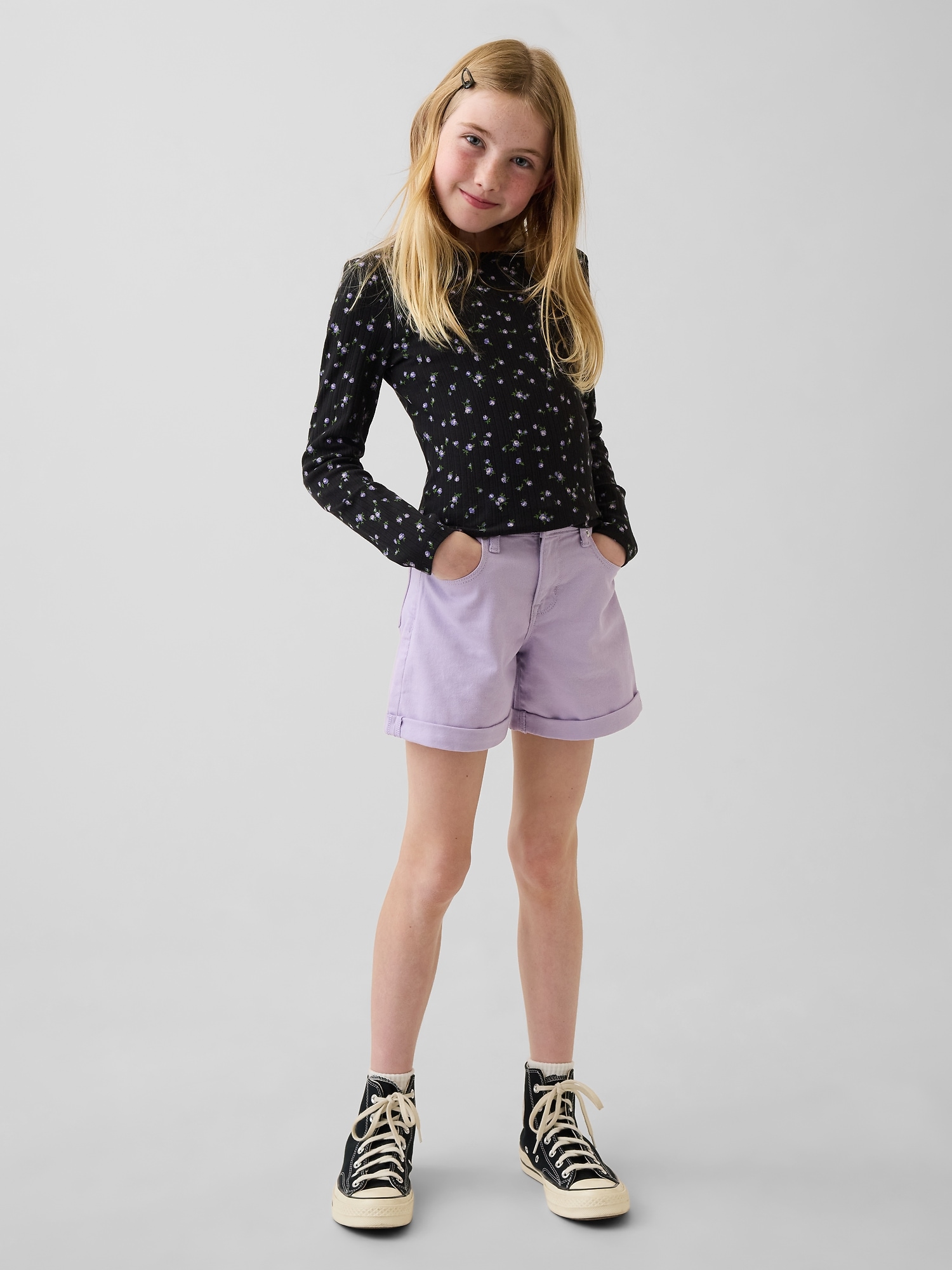 Kids Denim Midi Shorts