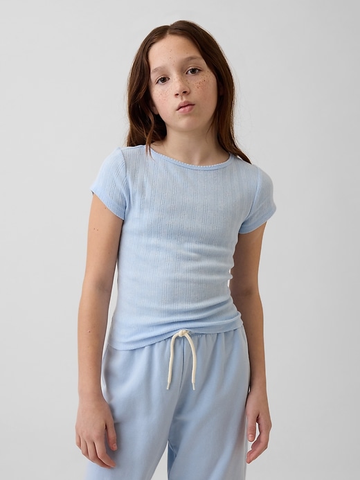 Image number 1 showing, Kids Pointelle Rib Fitted T-Shirt