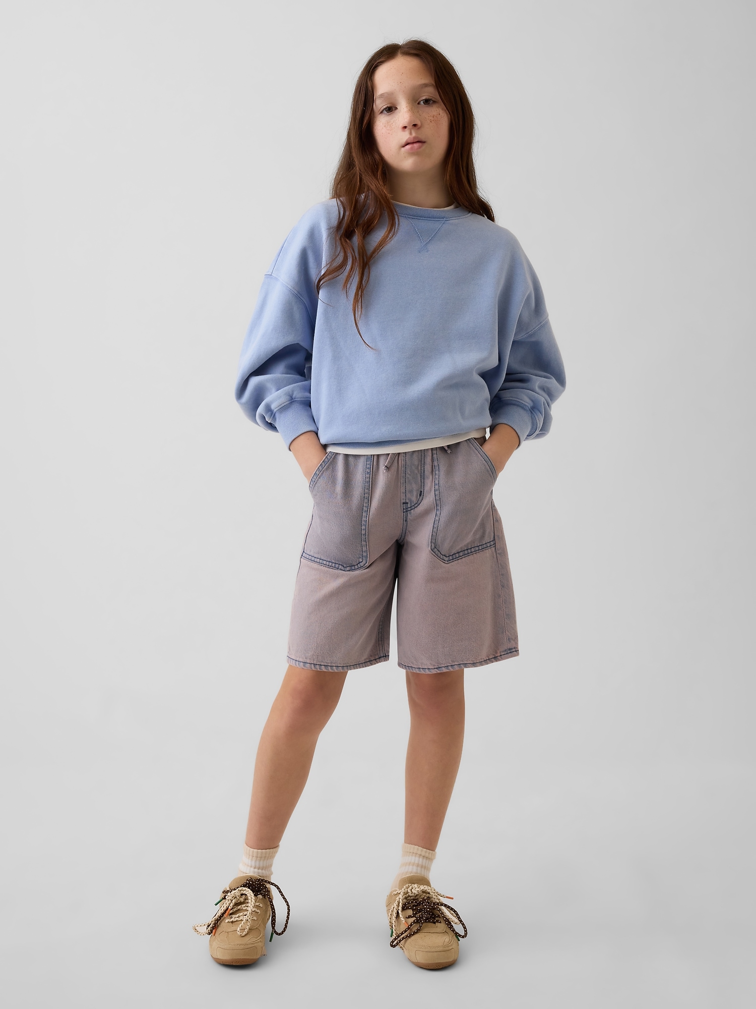 Kids Low Rise Easy Longline Denim Shorts