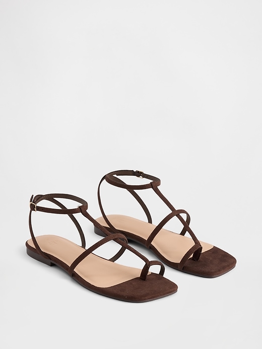 Image number 2 showing, Vegan Suede T-Strap Sandals