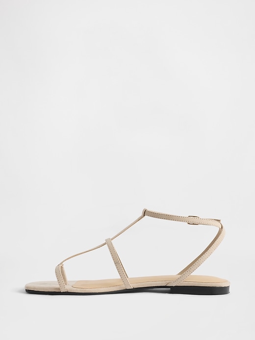Image number 4 showing, Vegan Suede T-Strap Sandals