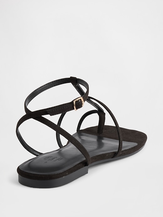 Image number 3 showing, Vegan Suede T-Strap Sandals