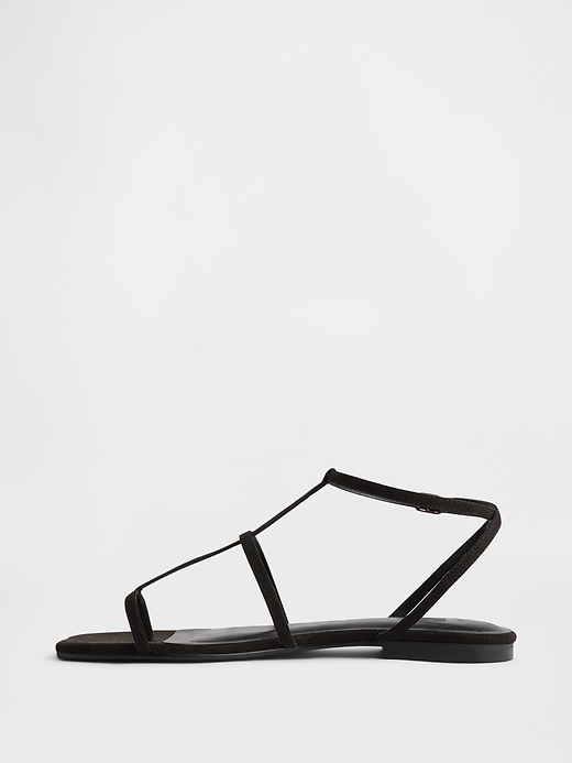 Image number 4 showing, Vegan Suede T-Strap Sandals