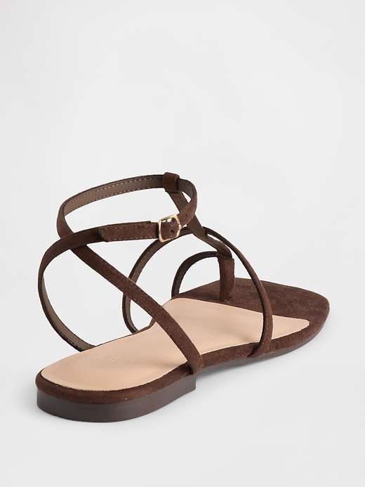 Image number 3 showing, Vegan Suede T-Strap Sandals