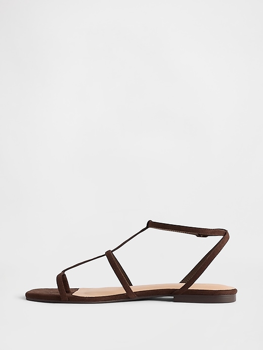 Image number 4 showing, Vegan Suede T-Strap Sandals