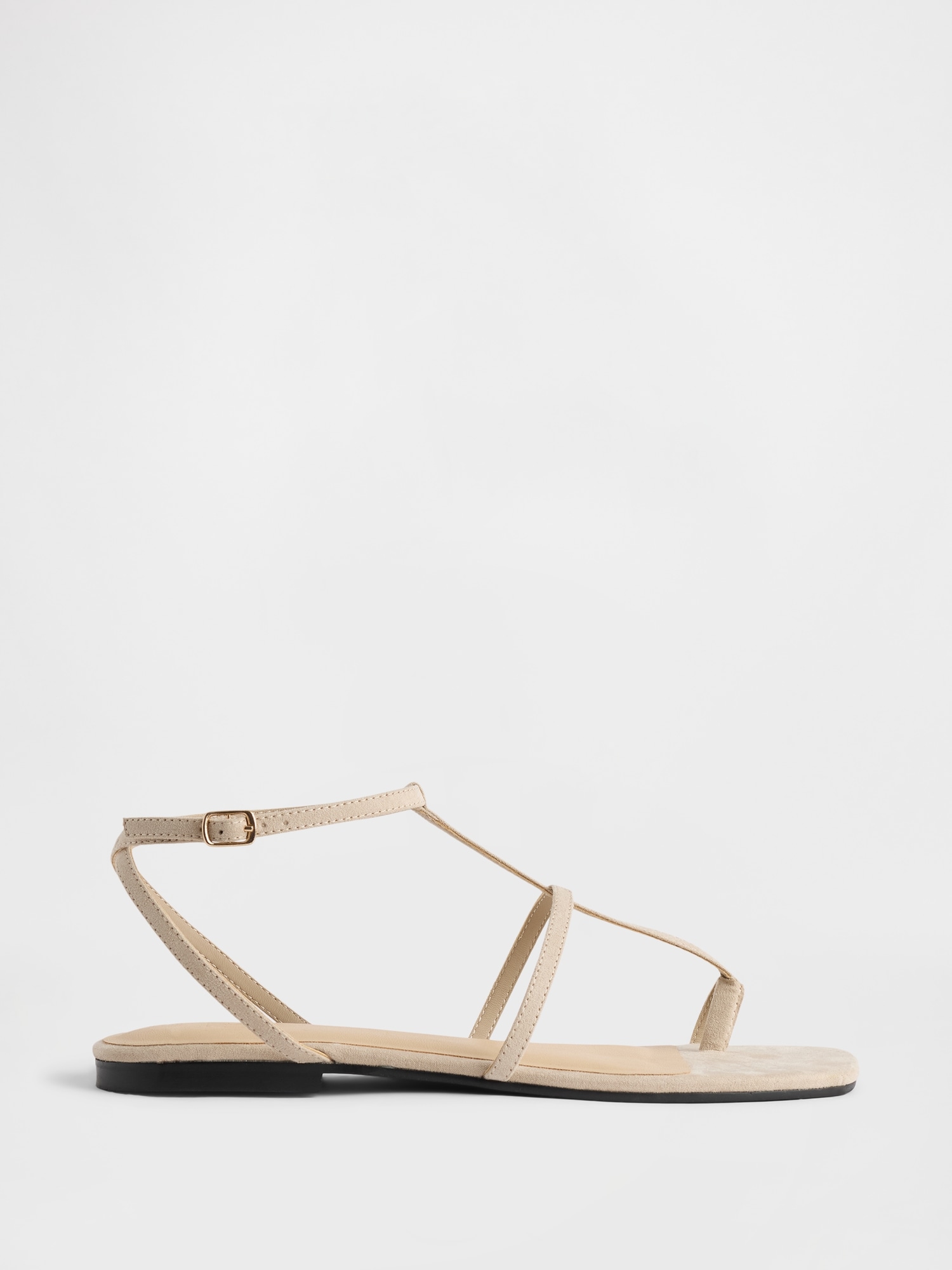 Vegan Suede T-Strap Sandals