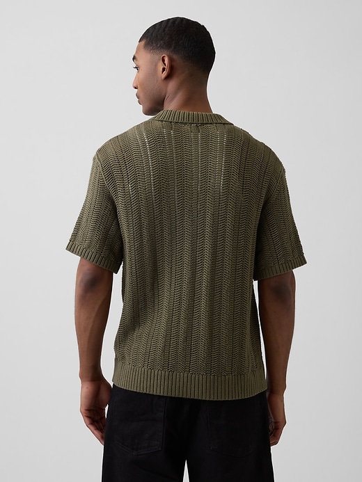 Image number 3 showing, Herringbone Crochet Sweater Shirt