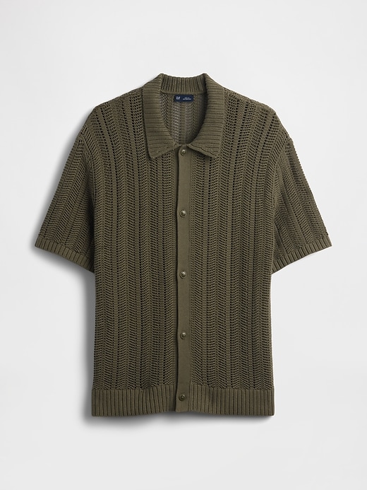 Image number 5 showing, Herringbone Crochet Sweater Shirt