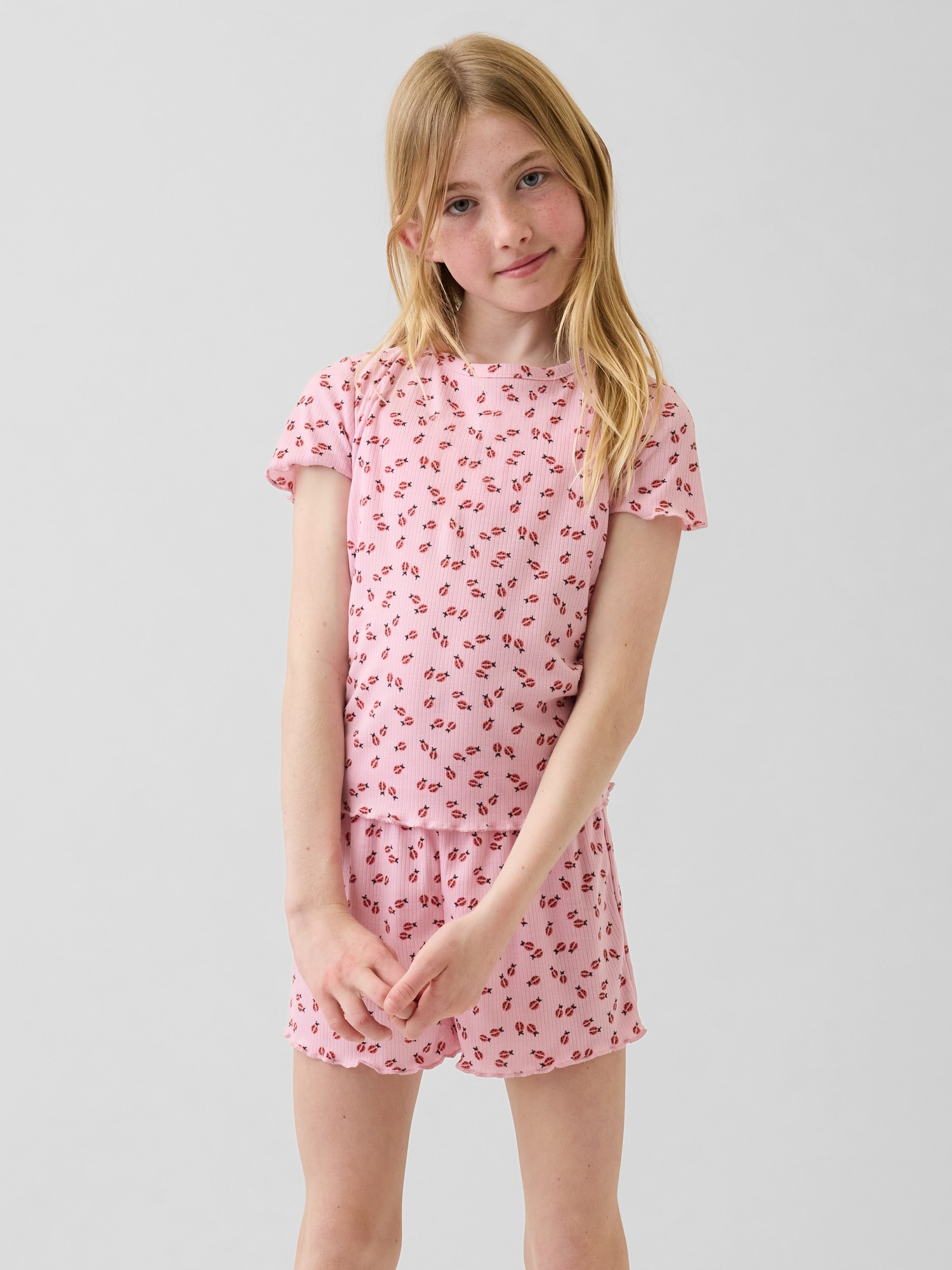 Kids Recycled Rib PJ Short Set