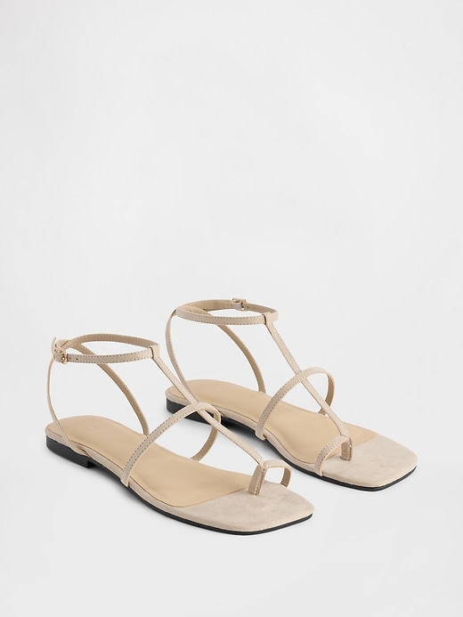 Image number 2 showing, Vegan Suede T-Strap Sandals