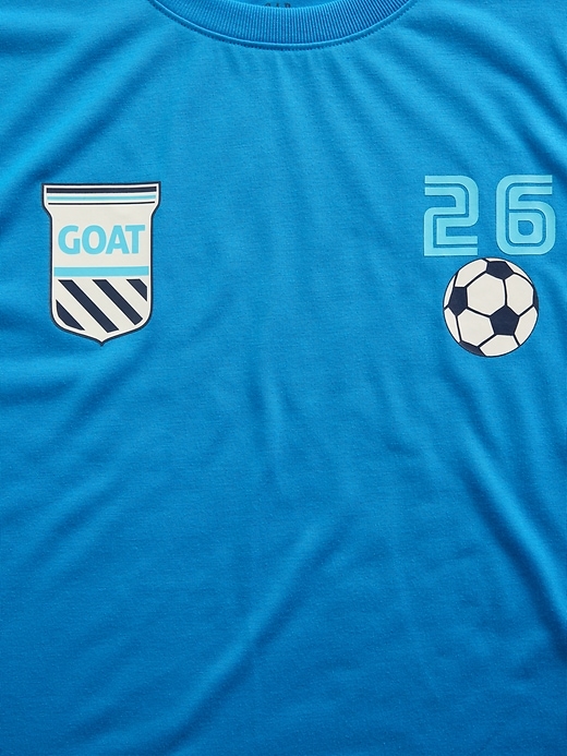 Image number 3 showing, Kids Recycled Oversized Soccer PJ Short Set