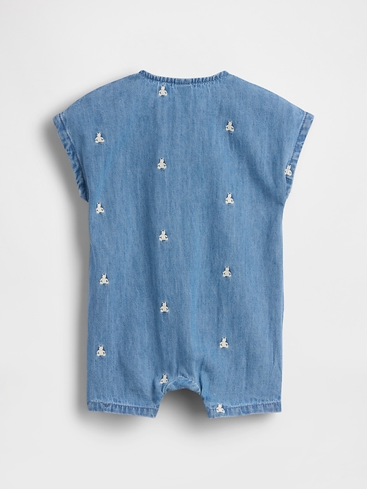 Image number 2 showing, Baby Embroidered Brannan Bear Denim Shorty One-Piece