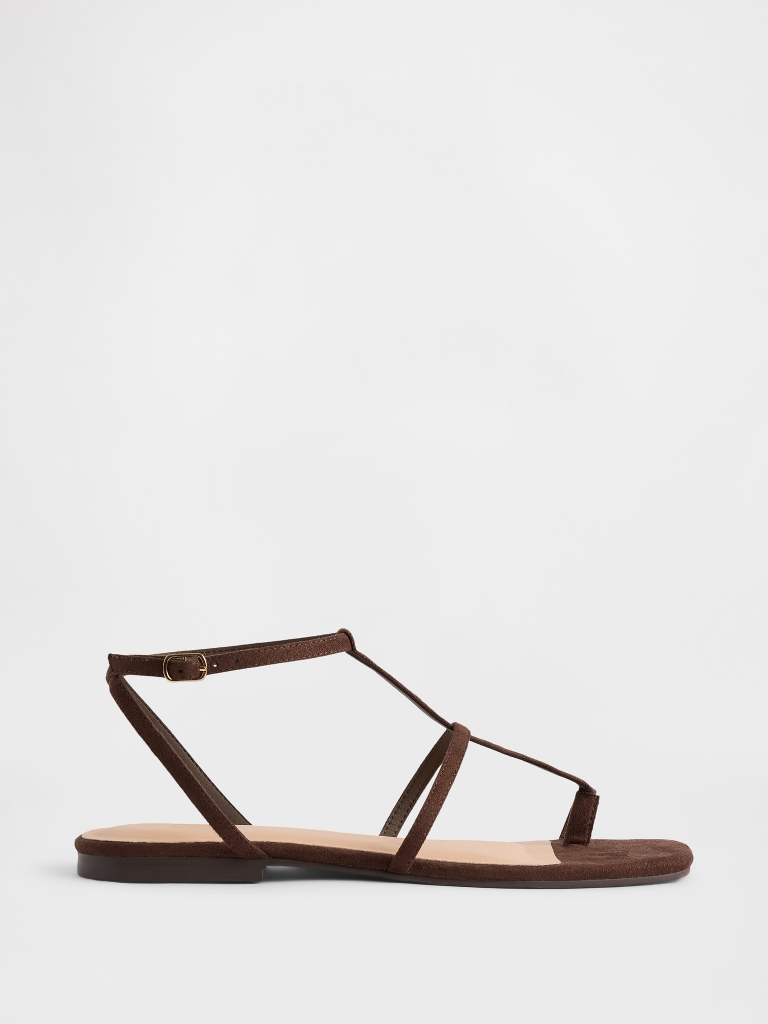 Vegan Suede T-Strap Sandals