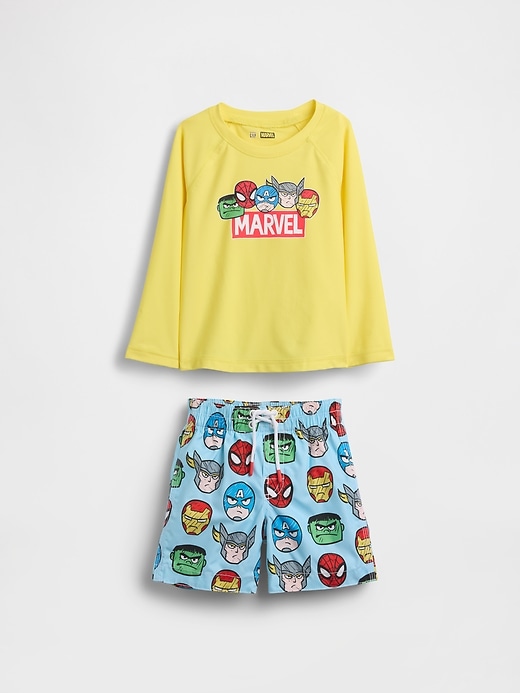 Image number 1 showing, Baby & Toddler Marvel Rash Guard Swim Set