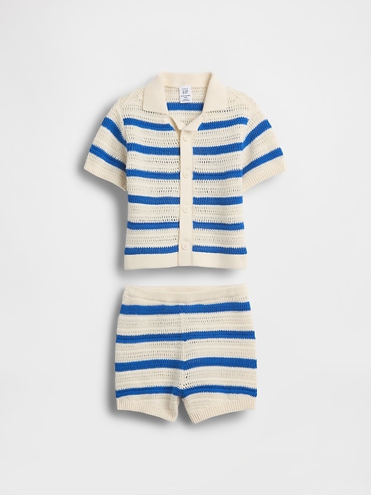 Image number 1 showing, Baby Crochet Stripe Outfit Set