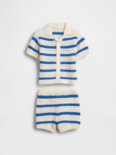 Baby Crochet Stripe Outfit Set