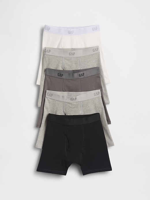 Image number 1 showing, Kids Organic Stretch Cotton Logo Boxer Briefs (5-Pack)