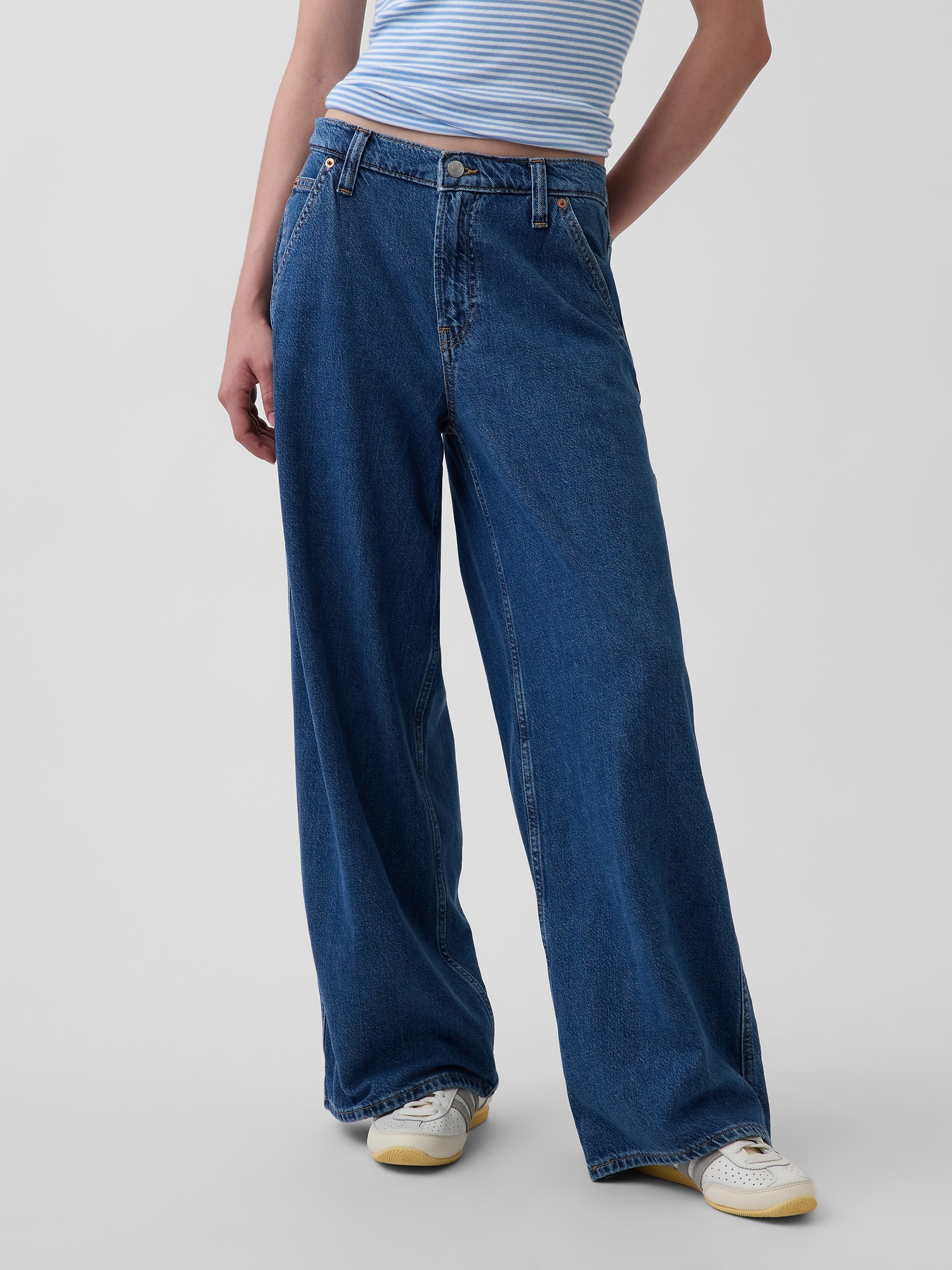 Mid Rise UltraSoft Denim Baggy Trousers