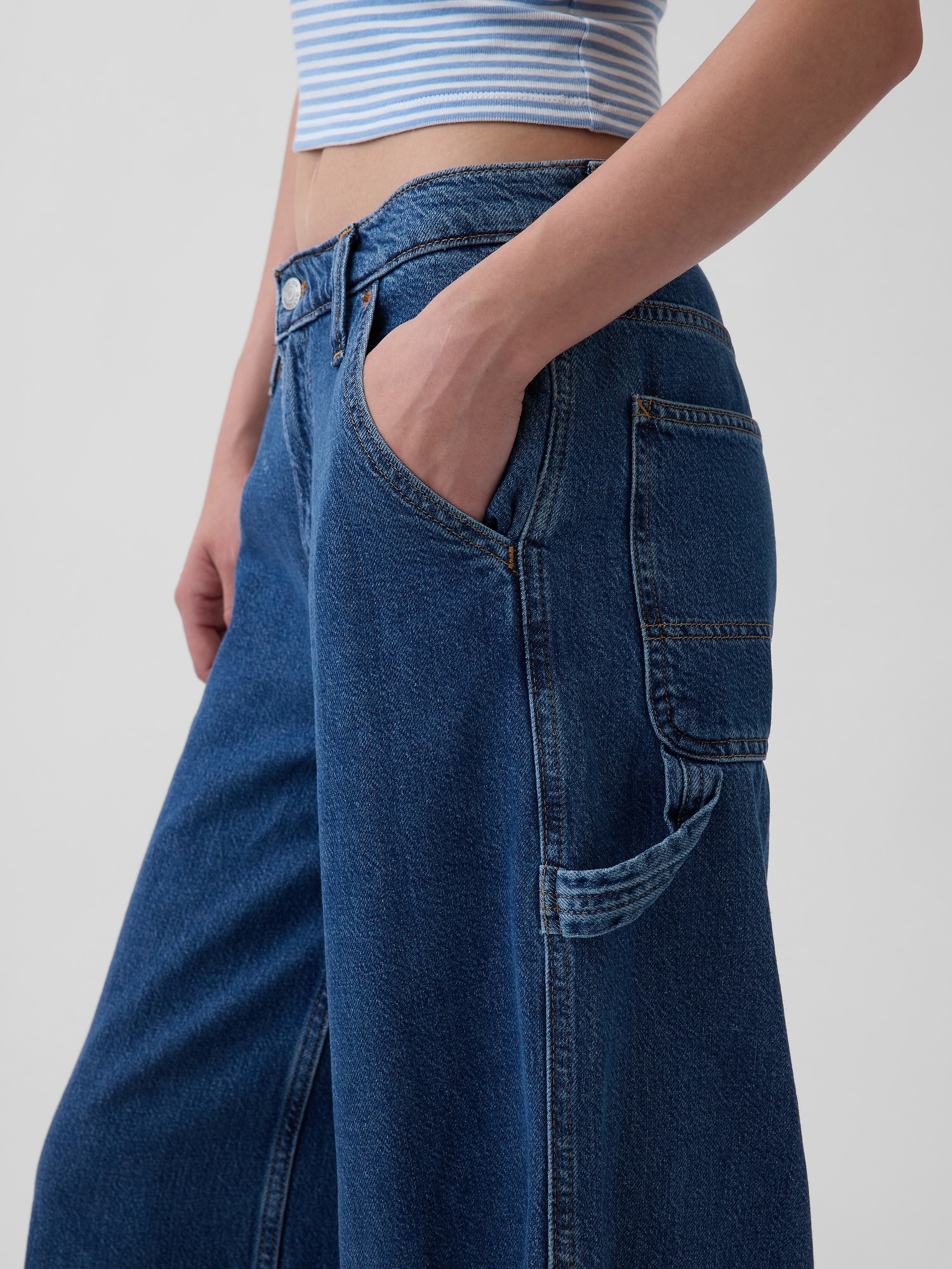 Mid Rise UltraSoft Denim Baggy Trousers