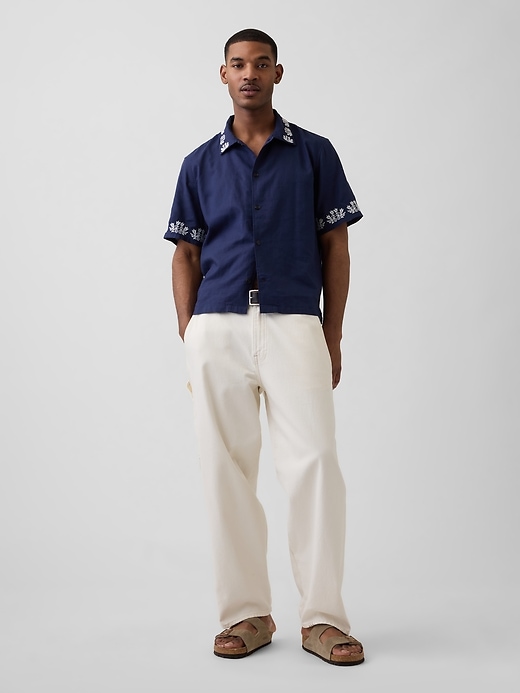 Image number 2 showing, Linen-Cotton Relaxed Straight-Hem Shirt