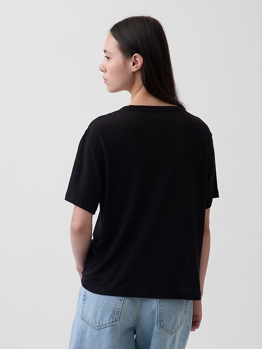 Image number 3 showing, Linen-Blend Relaxed T-Shirt