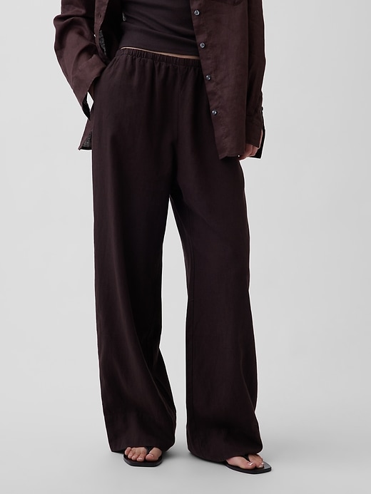 Image number 2 showing, Linen-Blend Relaxed Wide-Leg Pants
