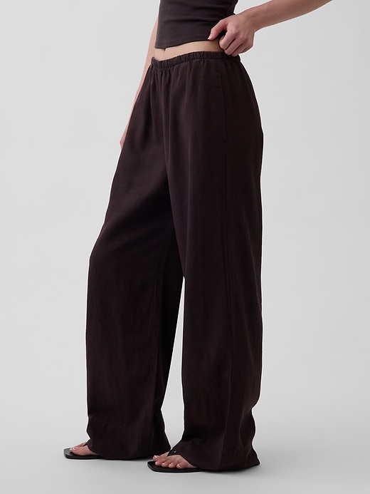 Image number 3 showing, Linen-Blend Relaxed Wide-Leg Pants