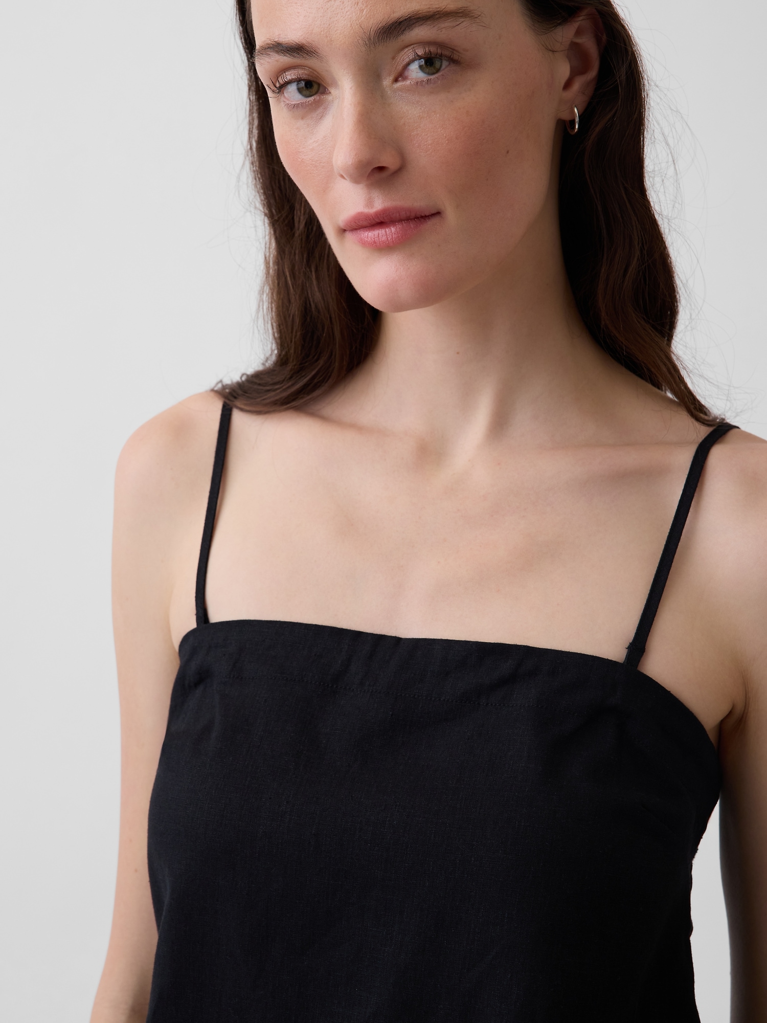 Женский топ Gap Linen-Blend Cami, цвет: Чёрный — фото 4