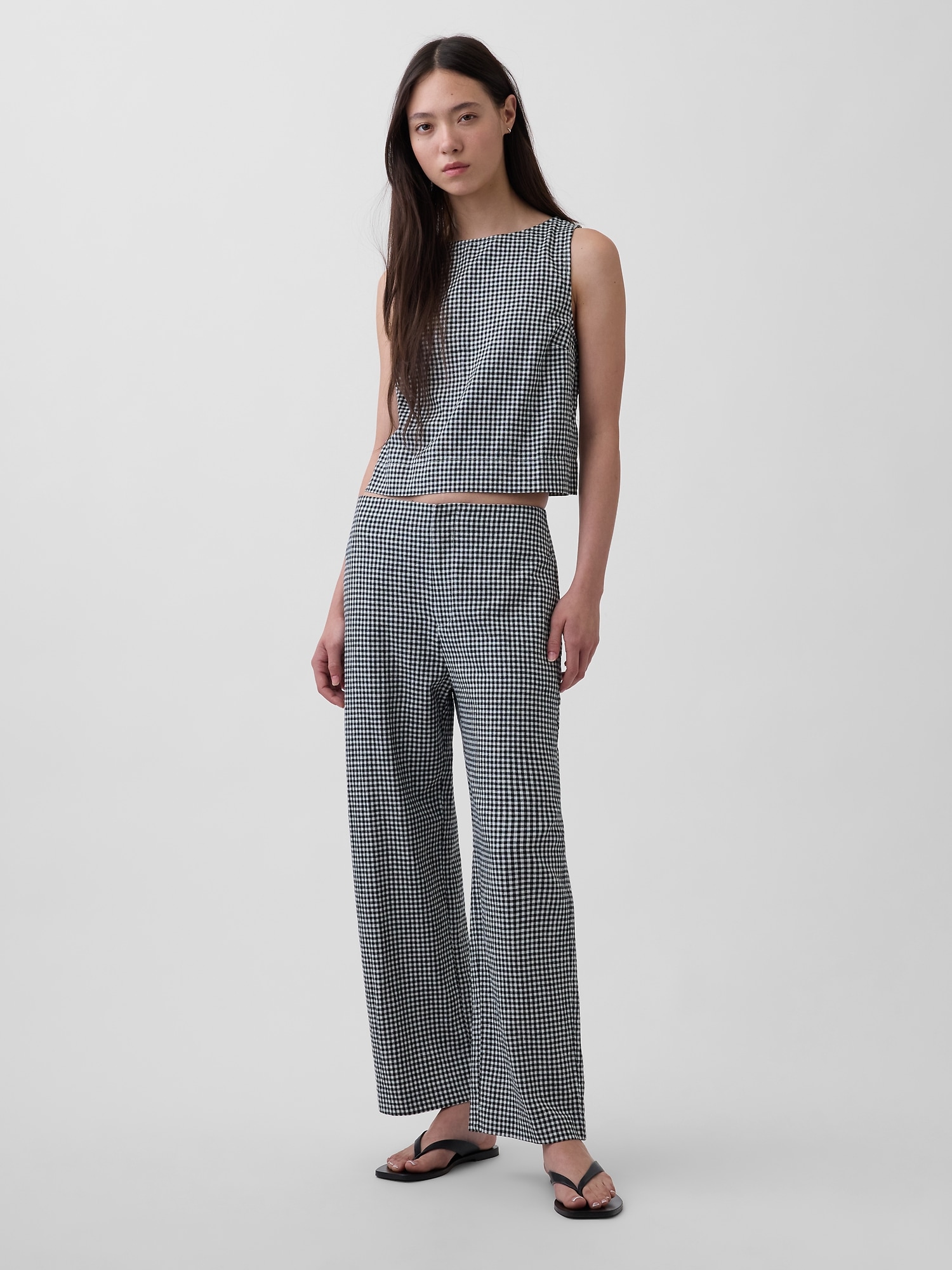 Linen-Blend Relaxed Straight Ankle Pants