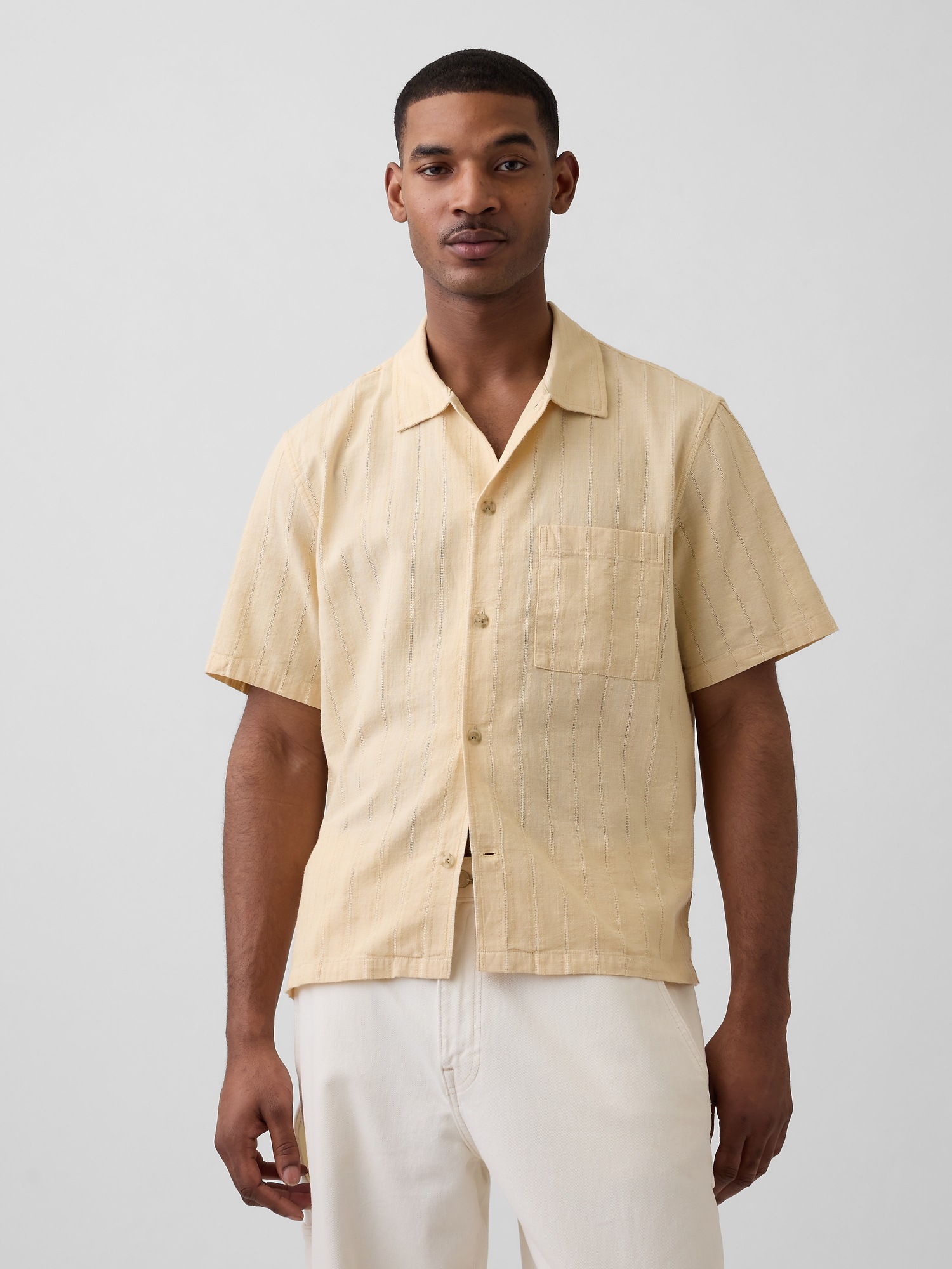 Мужские рубашки Gap Dobby Relaxed Straight-Hem Shirt