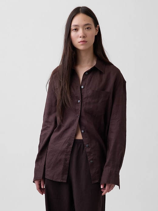 Image number 1 showing, 100% Linen Oversized Shirt