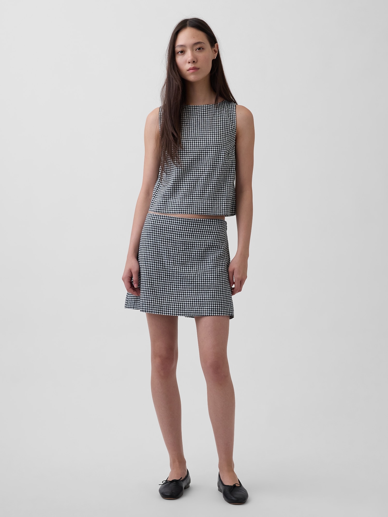 Linen-Blend Mini Skort