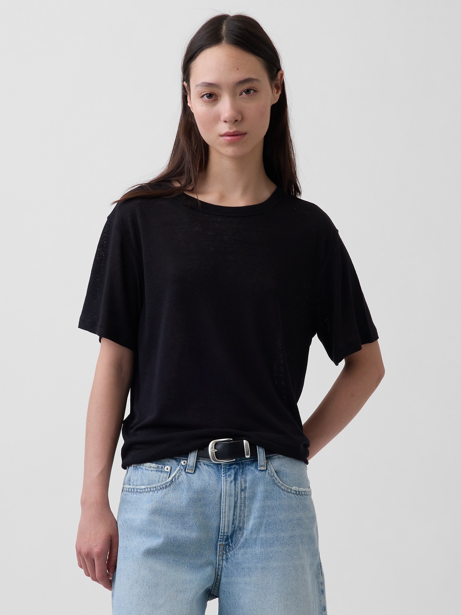 Linen-Blend Relaxed T-Shirt