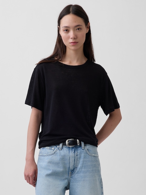Linen-Blend Relaxed T-Shirt
