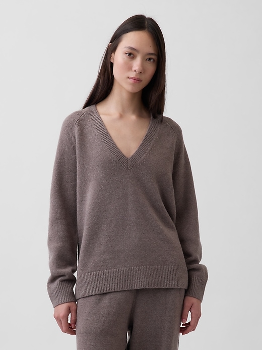 Image number 1 showing, CashSoft Oversized V-Neck Sweater