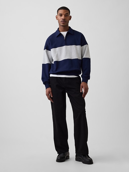 Image number 2 showing, Adult Heavyweight Oversized Quarter-Zip Polo Sweatshirt