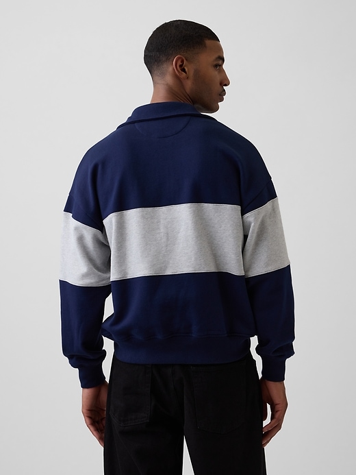Image number 3 showing, Adult Heavyweight Oversized Quarter-Zip Polo Sweatshirt