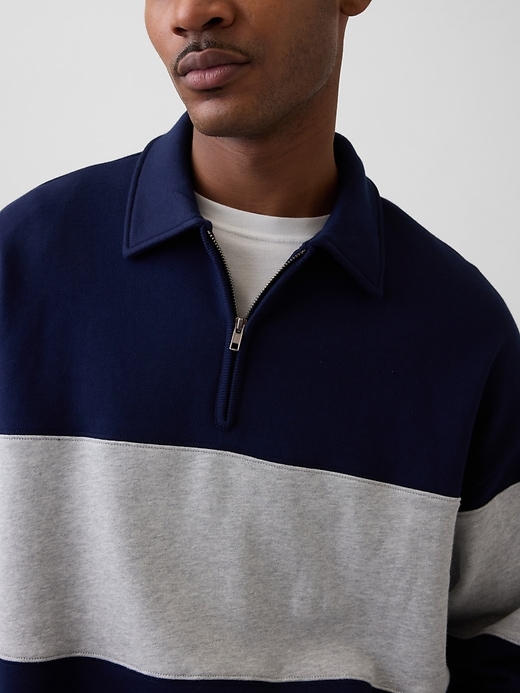 Image number 4 showing, Adult Heavyweight Oversized Quarter-Zip Polo Sweatshirt