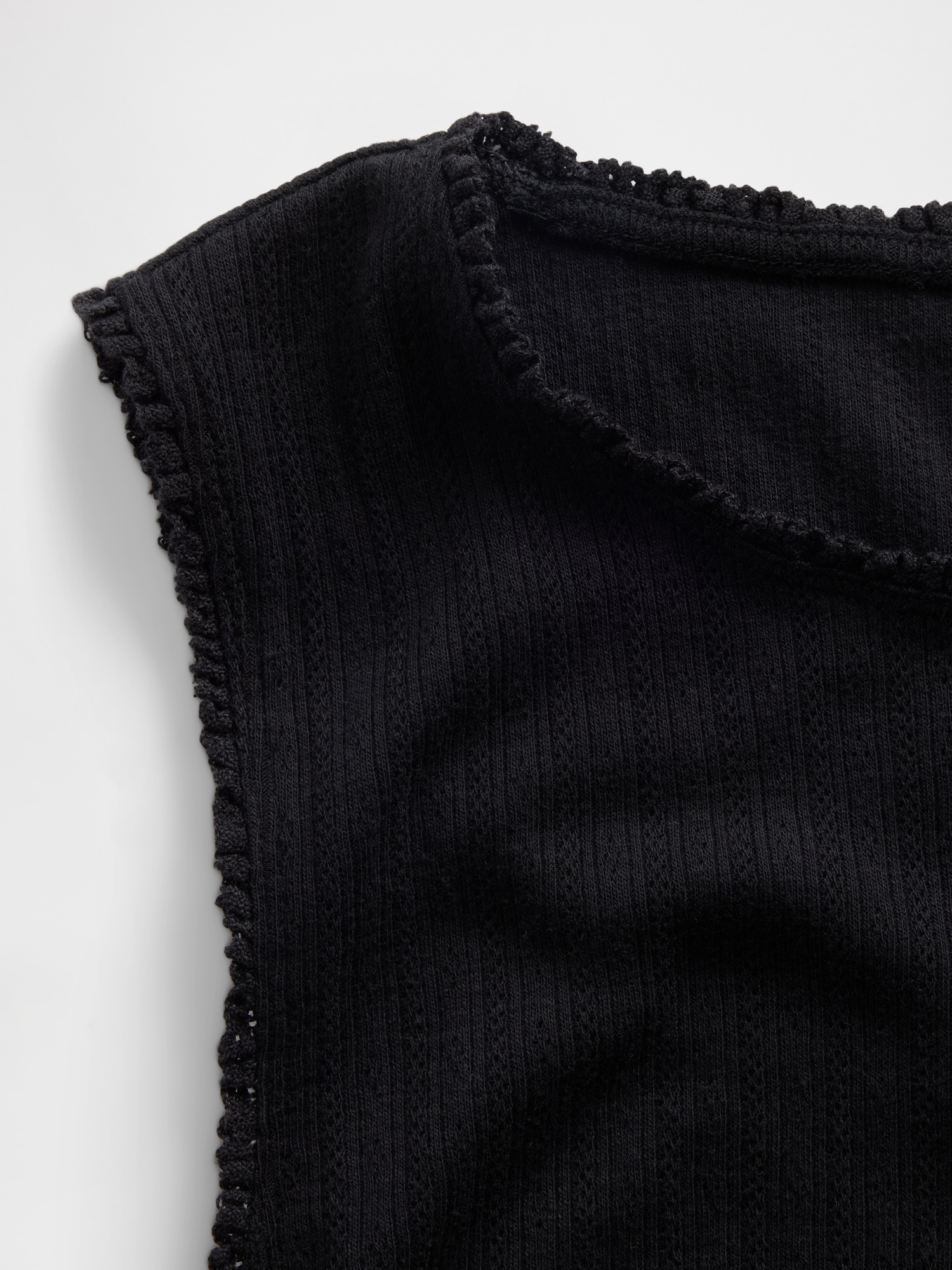 Женский топ Gap Pointelle Shell Tank Top, цвет: Чёрный — фото 4
