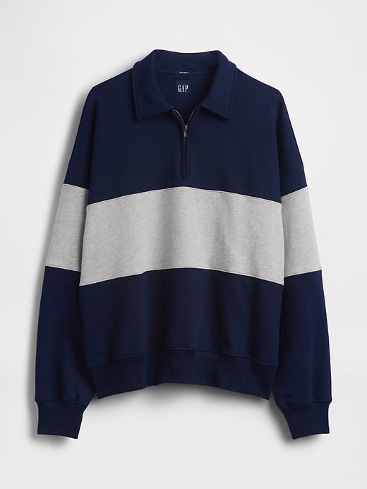 Image number 7 showing, Adult Heavyweight Oversized Quarter-Zip Polo Sweatshirt