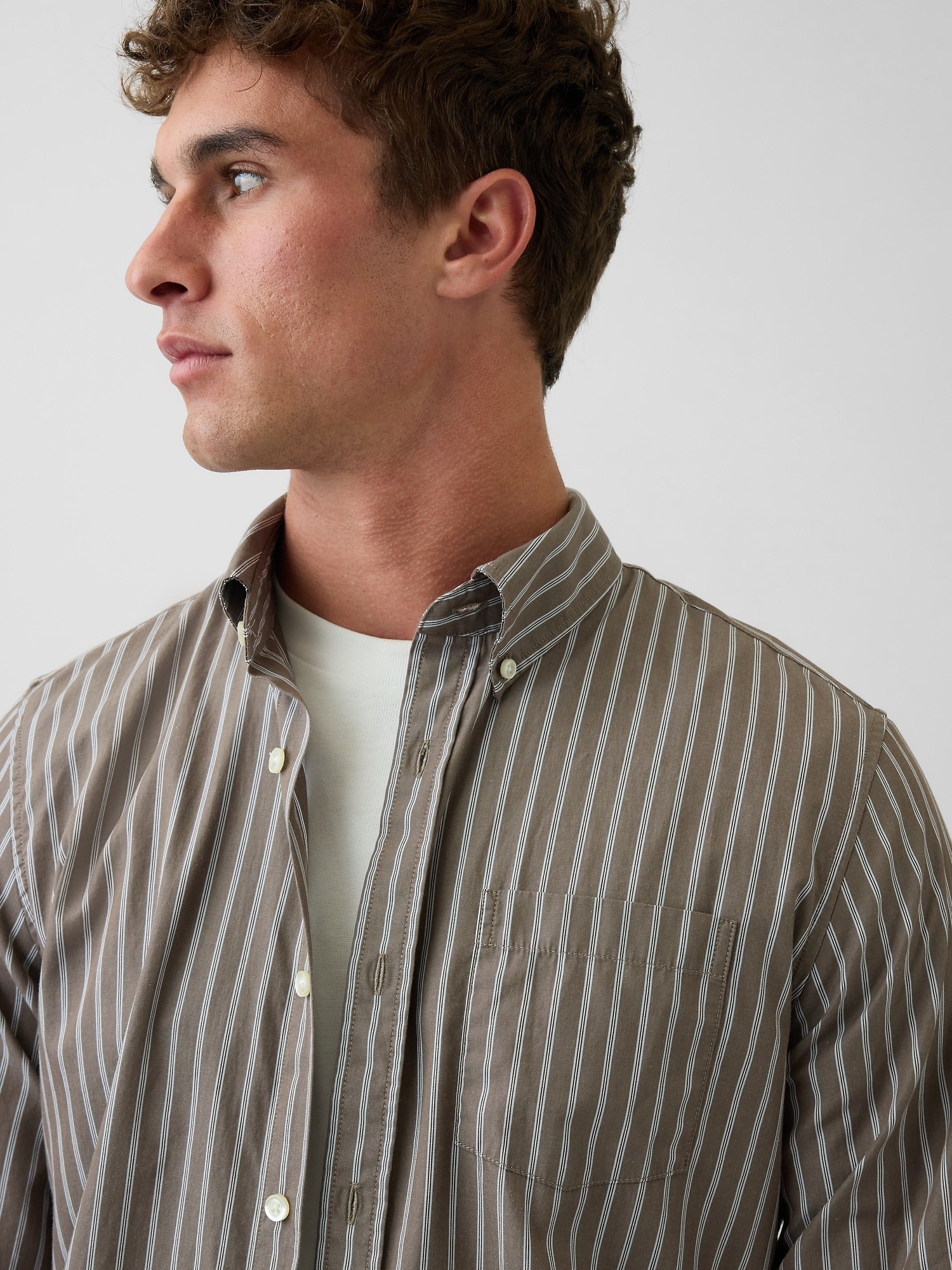 Мужские рубашки Gap Organic Cotton Poplin Classic Shirt — фото 4