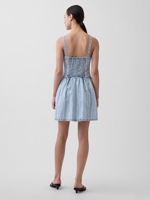 Image number 2 showing, UltraSoft Denim Stripe Drop-Waist Mini Dress