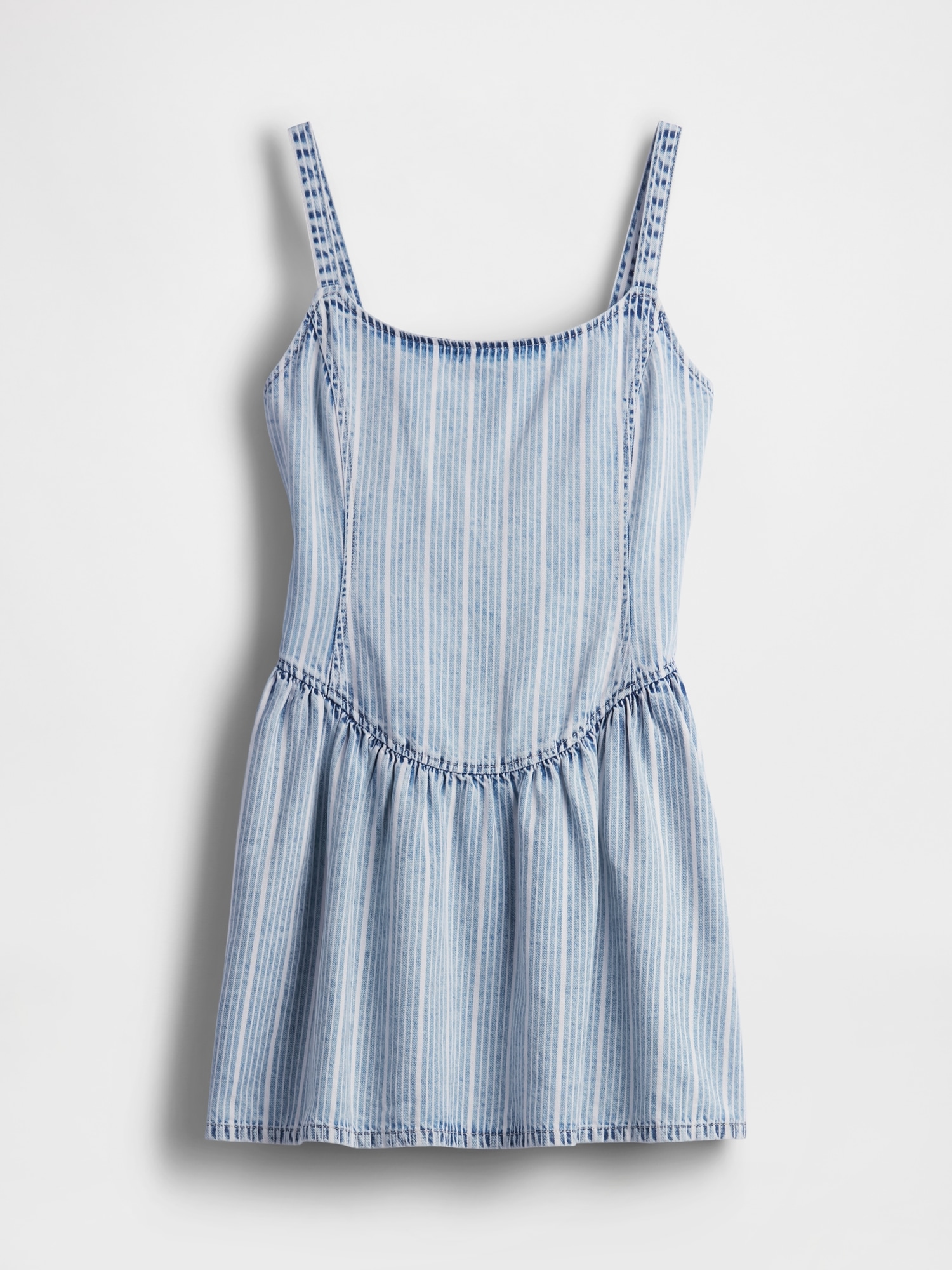 UltraSoft Denim Stripe Drop-Waist Mini Dress