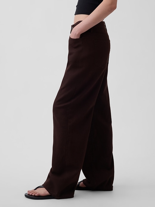 Image number 3 showing, Linen-Cotton Wide-Leg Pants
