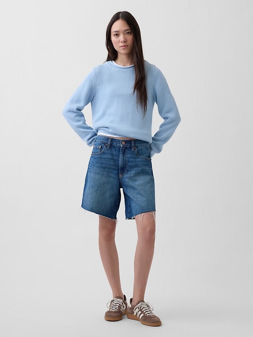 Image number 1 showing, Mid Rise Loose Denim Bermuda Shorts