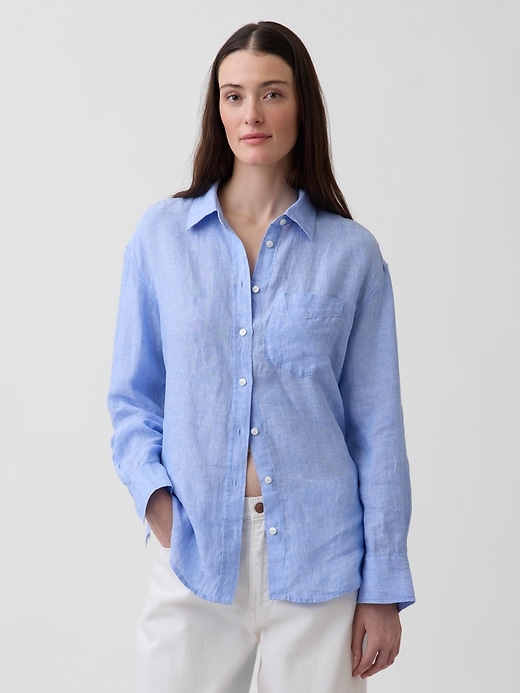 Image number 1 showing, 100% Linen Oversized Shirt