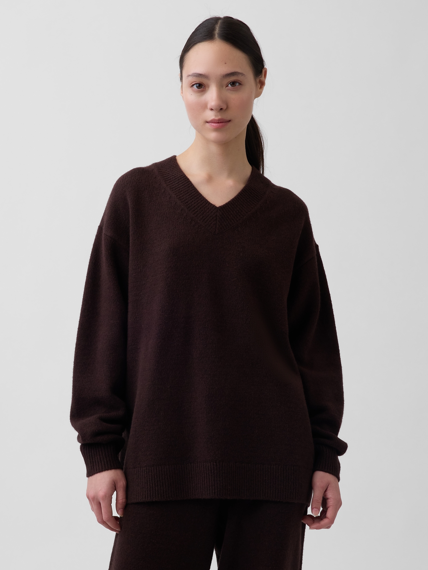 CashSoft Oversized V-Neck Tunic Sweater
