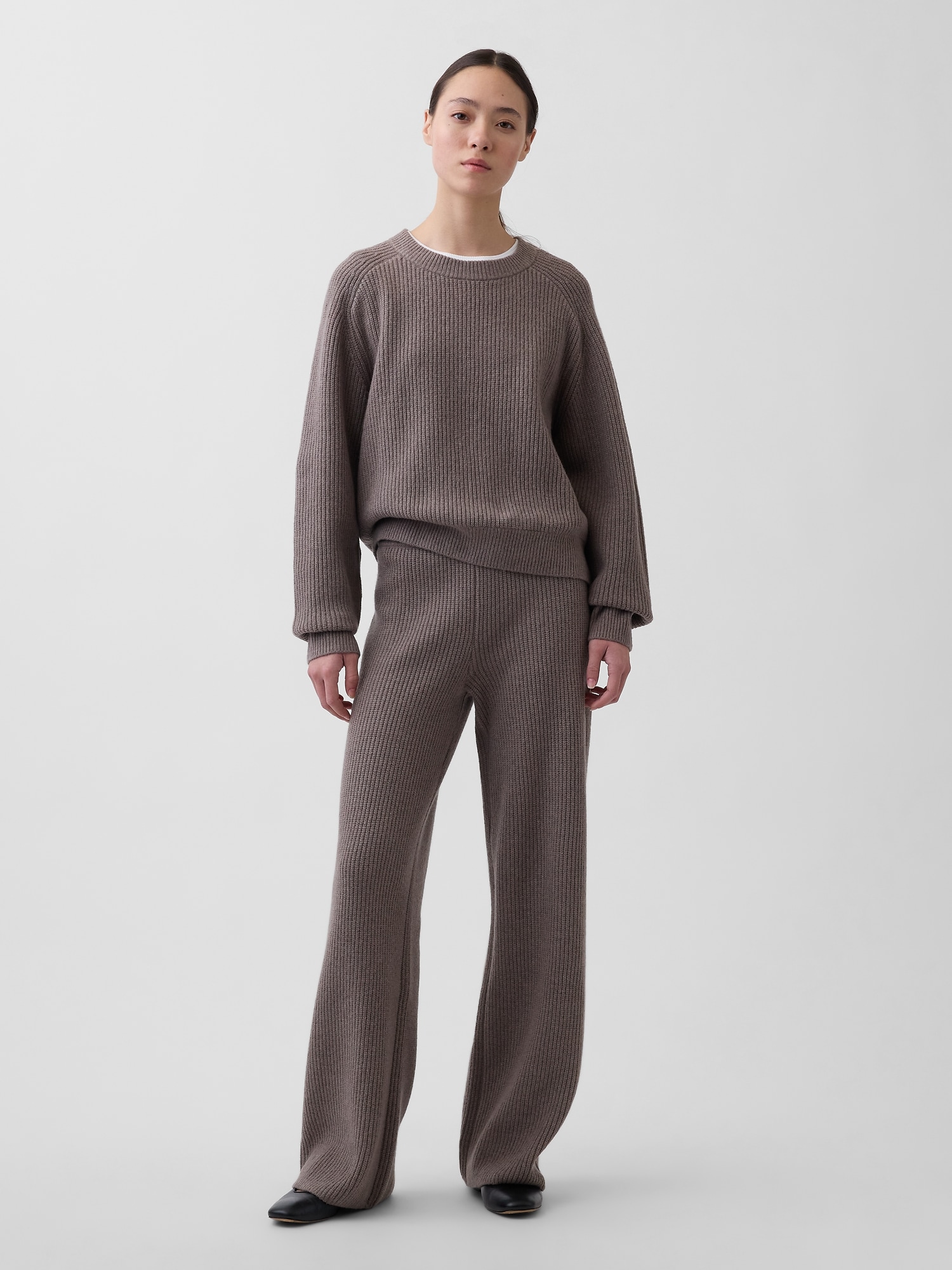 CashSoft Shaker-Stitch Sweater Pants