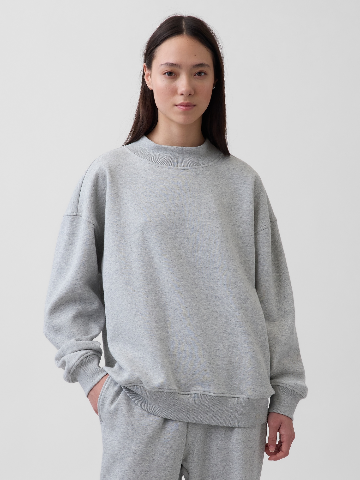 VintageSoft Oversized Mockneck Tunic Sweatshirt